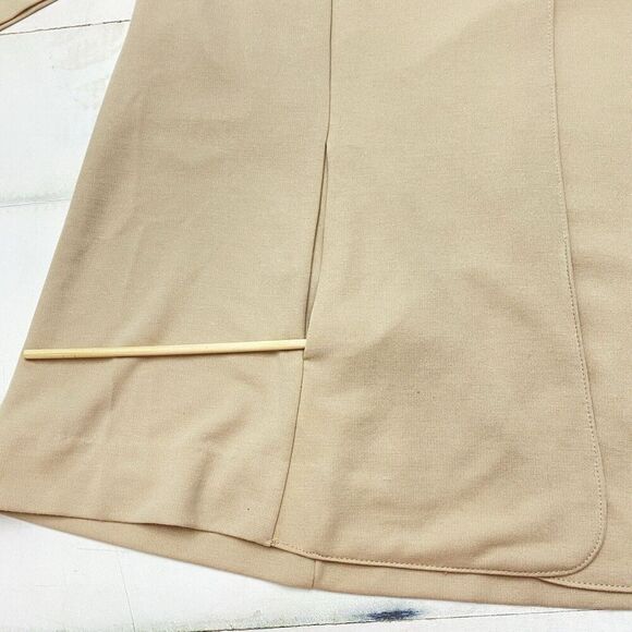 Susan Graver Tailored Stretch Knit Unlined Tan Blazer Pockets Women's Large - Picture 4 of 11